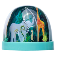 Dierenrijk Large Glitter Sneeuwbol – Olifant, Giraffe & Aap – Magische Glitterregen – 7x9x6,5 cm – Turquoise Voet