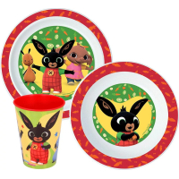 Bing Happy Bunny Kinderserviesset – 3-delig – Bord, Kom &amp; Beker – BPA-vrij – Geschikt voor Peuters en Kleuters