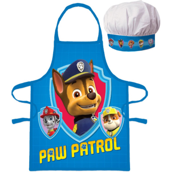 Paw patrol - Chase - Kinder schort met koksmuts | 2-delige keukenset | Verkleedset voor koken en bakken | Geschikt voor kinderen 3 t/m 8 jaar