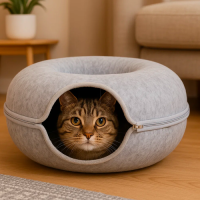 Purlov Donut - Kattentunnel & Kattenbed – De Ultieme Tunnel van Rust en Geborgenheid