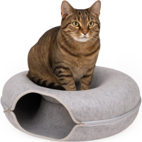 Purlov Donut - Kattentunnel & Kattenbed – De Ultieme Tunnel van Rust en Geborgenheid