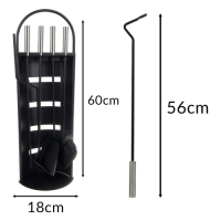 KAMINER Openhaard Accessoires Set 5-in-1 Staal