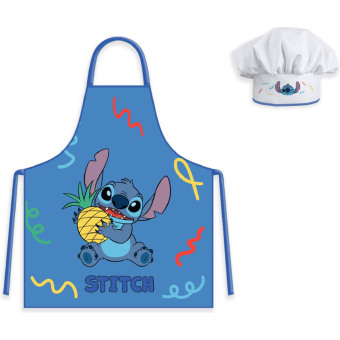 Lilo & Stitch - Kinder schort met koksmuts | 2-delige keukenset | Verkleedset voor koken en bakken | Geschikt voor kinderen 3 t/m 8 jaar