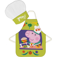 Peppa Pig - Kinder schort met koksmuts | 2-delige keukenset | Verkleedset voor koken en bakken | Geschikt voor kinderen 3 t/m 8 jaar