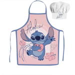 Lilo & Stitch - Stitch - Roze - Kinder schort met koksmuts | 2-delige keukenset | Verkleedset voor koken en bakken | Geschikt voor kinderen 3 t/m 8 jaar