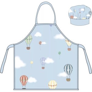 Luchtballon - Kinder schort met koksmuts | 2-delige keukenset | Verkleedset voor koken en bakken | Geschikt voor kinderen 3 t/m 8 jaar