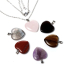 Edelsteen hart-vormige hanger ketting met 6 uitwisselbare stenen