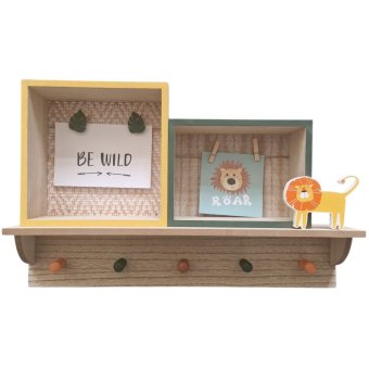 Kinderkamer muurplank / fotolijst / kapstok / Wild africa / tawo galeria / Leeuw / Safari / babykamer / decoratie