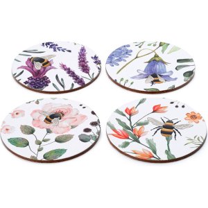 Onderzetters - Nectar Meadows Bijen - Set 4 - 10cm Merk: puckator   