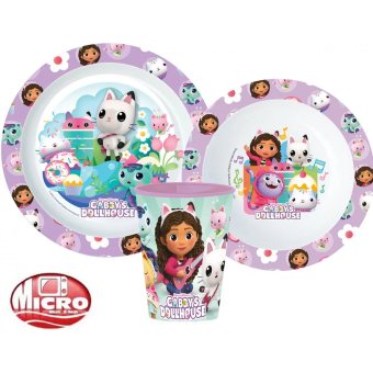 Gabby's dollhouse - ontbijtset - bord,bakje,beker - 3-delig - kinderservies