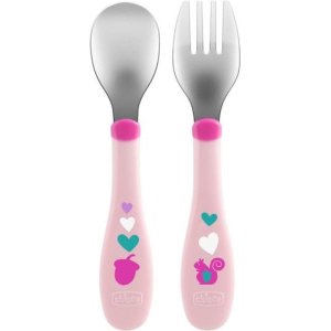 Chicco Bestek Baby - Metaal Bestek - Roze Chicco Bestek Baby - Metaal Bestek - Roze