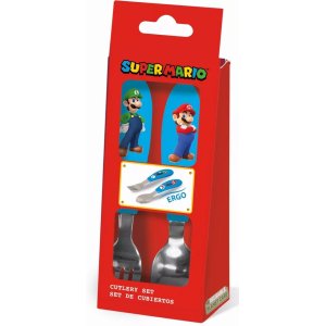 Super Mario Brothers metalen ergonomische bestekset - 2 stuks Super Mario Brothers metalen ergonomische bestekset - 2 stuks