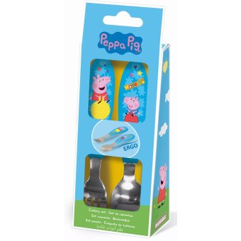 Peppa Pig - metalen ergonomische bestekset - 2 stuks