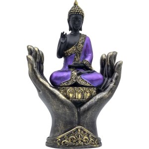 Thaise Boeddha in Handen Beeld – Paars & Zwart – Decoratie Thaise Boeddha in Handen Beeld – Paars & Zwart – Decoratie