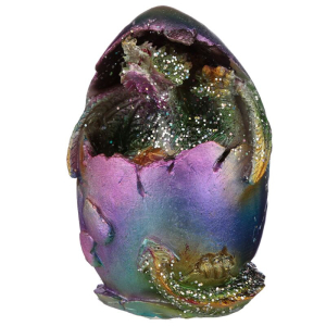 Regenboog Draak Metallic Ei – Decoratief Beeld Regenboog Draak Metallic Ei – Decoratief Beeld