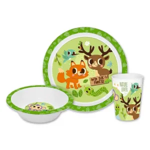 Ontbijtset - Into The Forrest - vos, Vogels & Hert - Bord, beker en kom - 3 delig