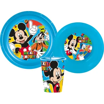 Mickey mouse - ontbijtset - beker, bord, bakje - 3 delig - kinderservies