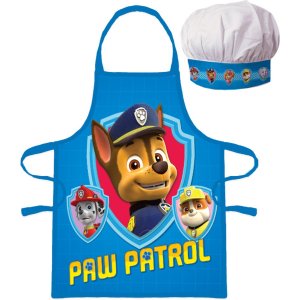 Paw patrol - Chase - Kinder schort met koksmuts | 2-delige keukenset | Verkleedset voor koken en bakken | Geschikt voor kinderen 3 t/m 8 jaar