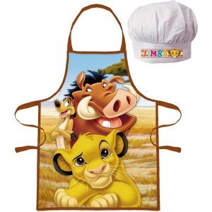 Simba - Lion king - Leeuwenkoning  - Kinder schort met koksmuts | 2-delige keukenset | Verkleedset voor koken en bakken | Geschikt voor kinderen 3 t/m 8 jaar