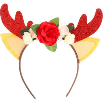 Tiara / Rendier Met Bloemen / Polyester / one size